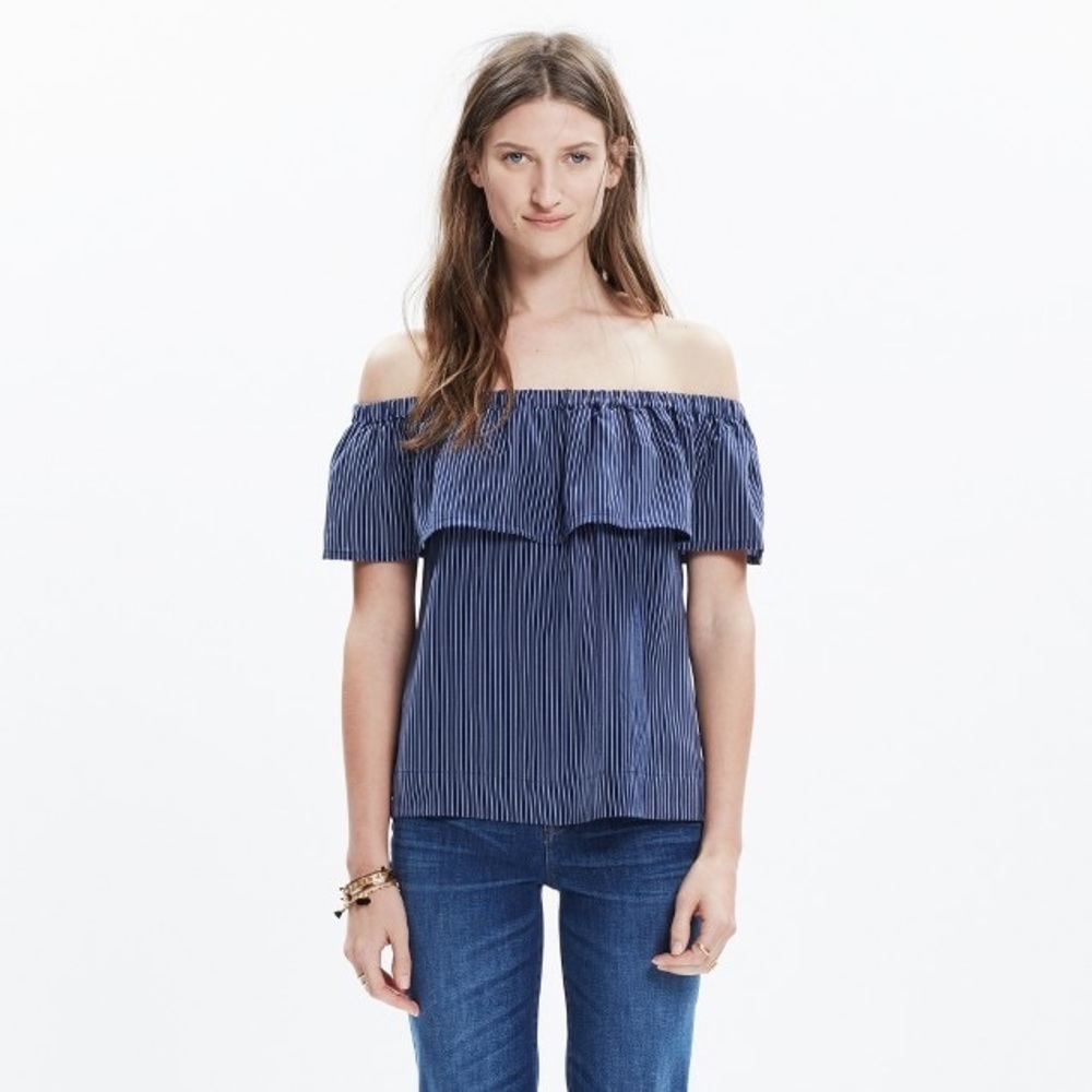 Madewell silk balcony off-the-shoulder top